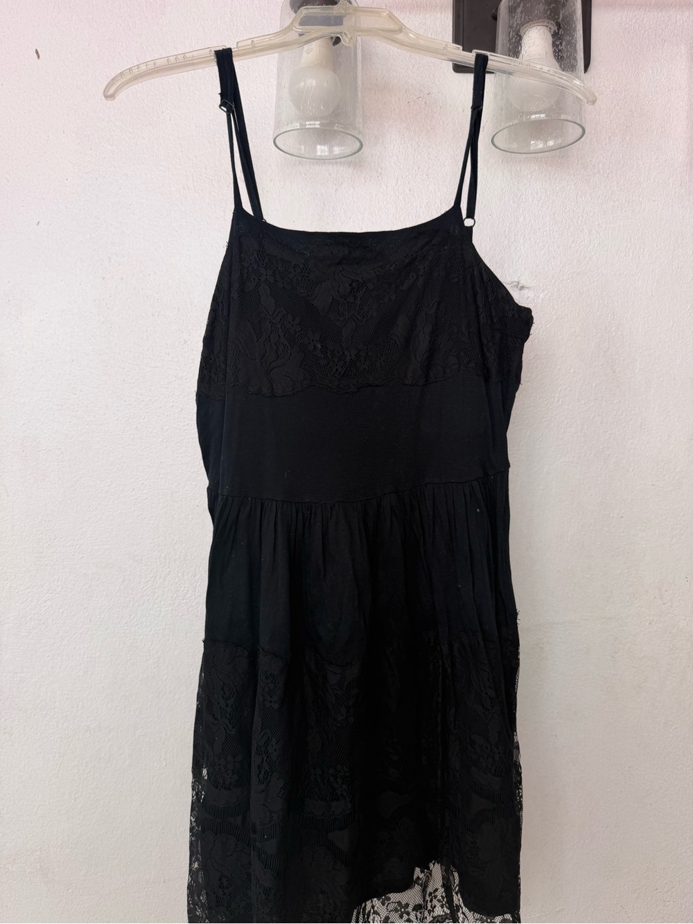 Charlotte Russe Black Lace Tiered Strap Dress
